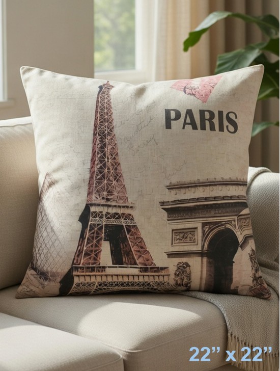 EIFFEL TOWER PRINT CUSHION & FILLER